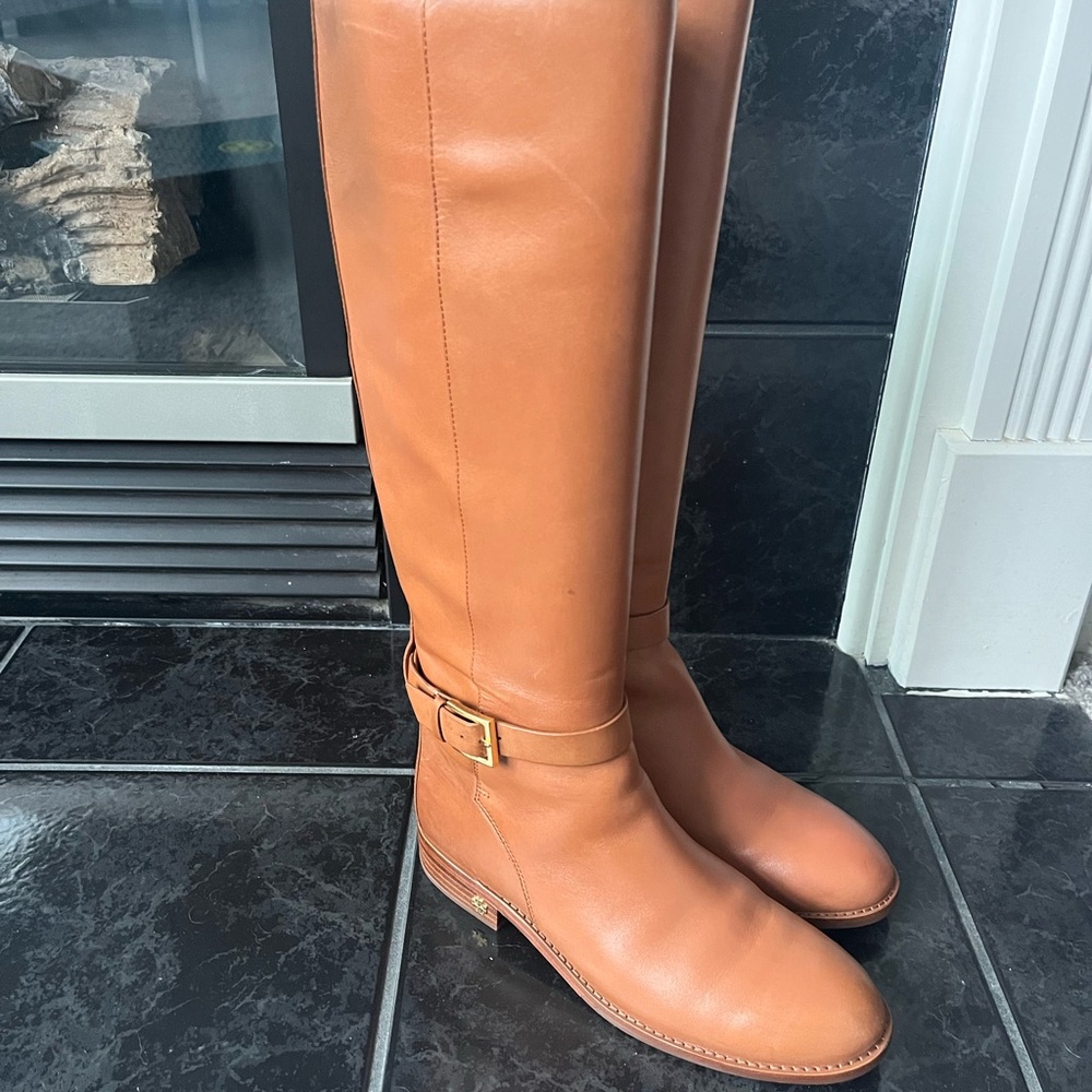 Tory Burch Brooke Tan Classic Riding Boots 8.5